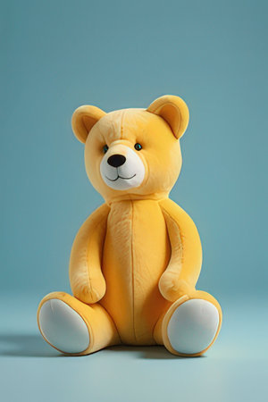 Teddy bear on a blue background. Toy for children. Toy for children.の素材
