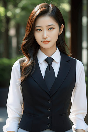 Portrait of asian business woman in a suit looking at cameraの素材