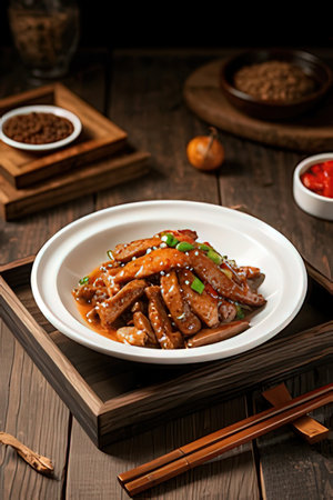 chinese cuisine. Stir-fried pork in sweet and sour sauceの素材