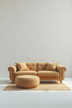 Interior of modern living room with sofa 3d render illustrationの素材