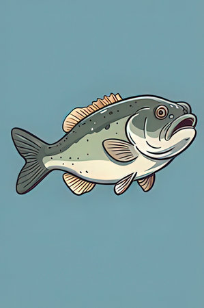 Cartoon image of a rainbow trout fish. Vector clip art.の素材