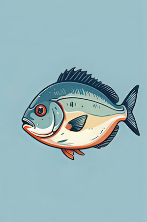 Illustration of a fish on a blue background. Vector illustration.の素材