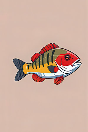 Illustration of a Cute Fish on a Colored Background.の素材