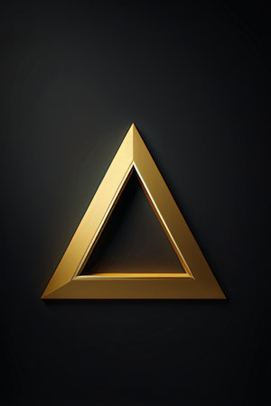 Golden pyramid on black background. 3d illustration. Eps 10.の素材
