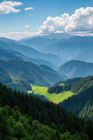 Beautiful mountain landscape in the Carpathian Mountains, Ukraine.の素材