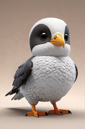 3D illustration of a cute penguin isolated on a white backgroundの素材