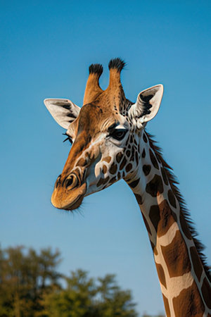 Portrait of a giraffe in the Okavango Delta, Botswana.の素材