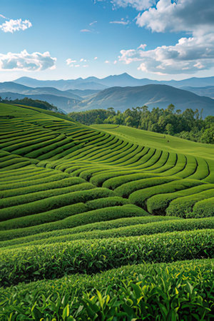 Tea Plantation at Doi Ang Khang, Chiang Rai, Thailandの素材