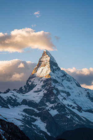 Matterhorn peak at sunset, Zermatt, Switzerland.の素材