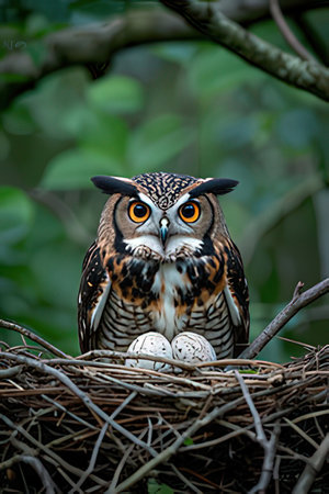 Eurasian eagle owl (Bubo bubo) in the nestの素材