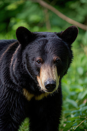 Black bear (Ursus americanus) in the forest.の素材