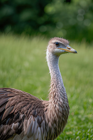 Portrait of a rhea in a meadowの素材