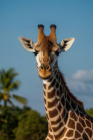 Close up of a giraffe in the Kruger National Park, South Africa.の素材