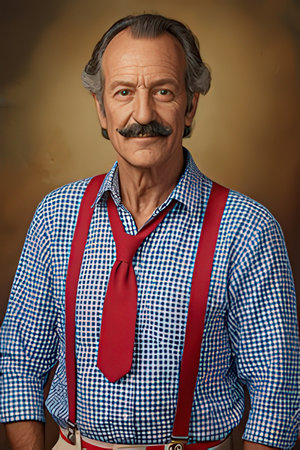Portrait of a handsome senior man with mustache and red tie.のeditorial素材