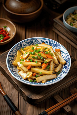Stir-fried bean curd with sesame seedsの素材