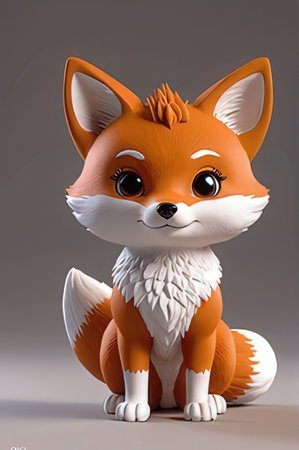 Cute fox. 3d renderingの素材