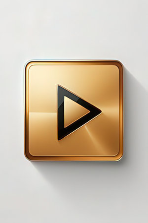 Play button on a white background, 3d render, square imageの素材
