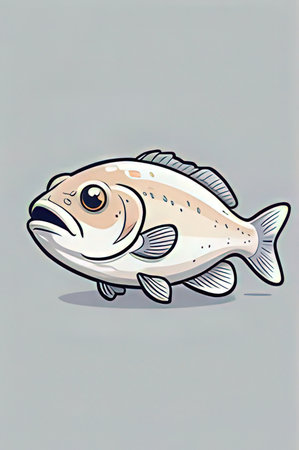 Illustration of a cartoon fish on a gray background, vector illustrationの素材