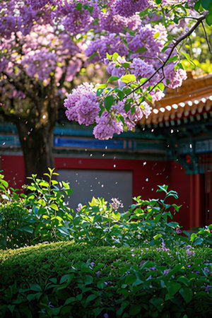 Lilac blossom in the garden. Spring blooming flowersの素材