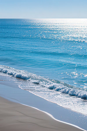 Beautiful view of the sea and sand on a sunny day.の素材