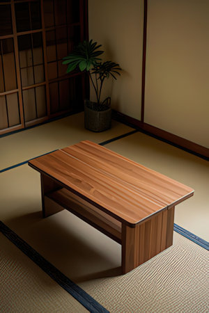 Japanese-style table in a Japanese-style room, 3D renderingの素材