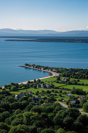 Aerial view of the Lake Constance in Bavaria, Germanyの素材