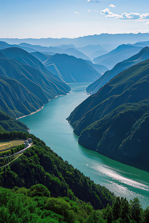 Mountain landscape. View of the lake and the mountains. Georgia.の素材