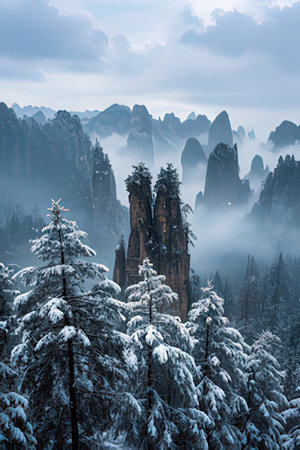Beautiful winter landscape in China.の素材