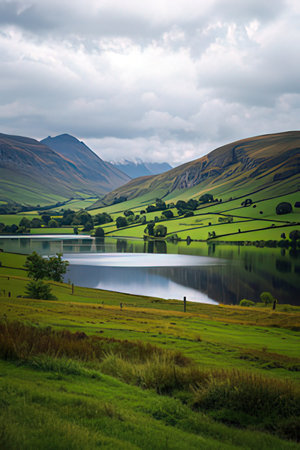 Scenic view of Lake District, Cumbria, England, UKの素材