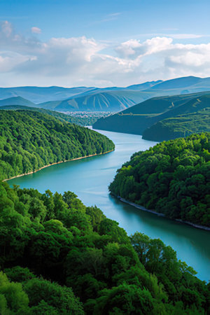 Beautiful view of the Vltava river in the mountains.の素材