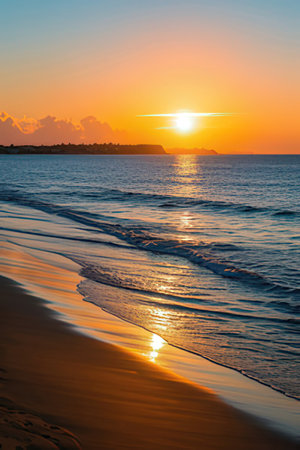 Beautiful sunset on the beach. Beautiful seascape at sunset.の素材
