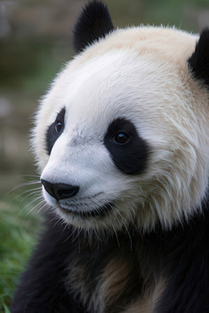 A giant panda in the zoo of Beijing, China. The pandas are native to Asia.の素材