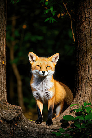 Red Fox (Vulpes vulpes) in the forest.の素材