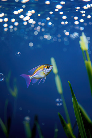 Colorful fish swimming in the water. Underwater world. Tropical fishの素材