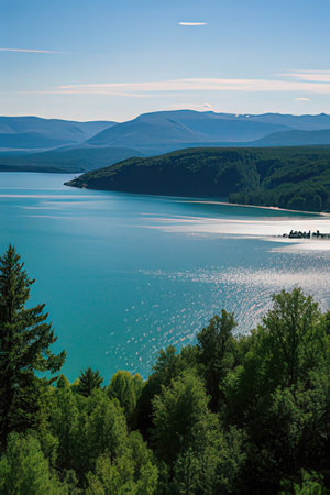 Lake Baikal. Lake Baikal is the largest freshwater lake in the world.の素材