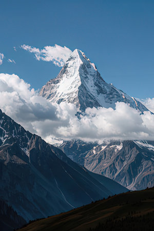 Matterhorn mountain in Annapurna Conservation Area, Nepalの素材
