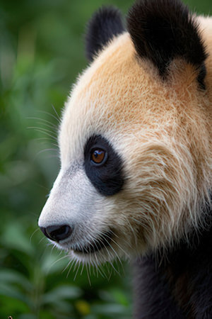 Portrait of a giant panda bear (Ailuropoda melanoleuca)の素材