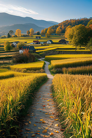 Rice fields in the morning at Yunnan province, China.の素材