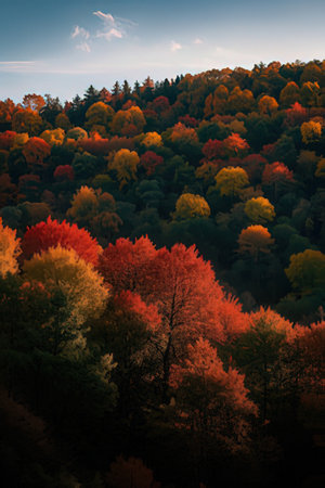 Colorful autumn forest in the mountains. Autumn landscape with colorful forest.の素材