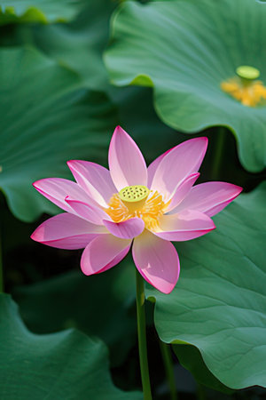 Lotus flower blooming on the pond in the summertime.の素材