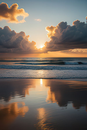 Sunset on the beach. Beautiful sunset over the ocean.の素材