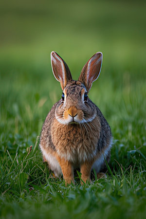 Rabbit on a meadow in the nature. Animal portrait.の素材