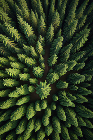 Green fern leaf background. Nature and environment concept. Top view.の素材