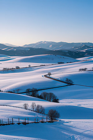 Beautiful winter landscape in the Carpathian Mountains, Ukraine.の素材