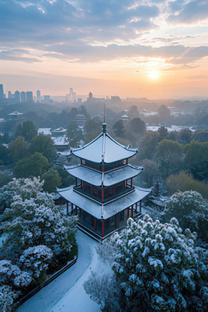 Aerial view of Changgyeonggung Temple in Seoul, South Koreaの素材