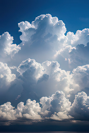 The vast blue sky and clouds.の素材