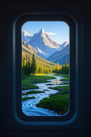 View from the window of an airplane. Mountain Altai, Russiaの素材