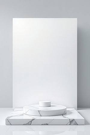 Abstract minimal scene with white podium for product presentation. 3d renderの素材