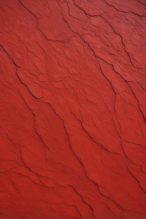 Cracked red paint on the wall. Abstract background and texture for design.の素材