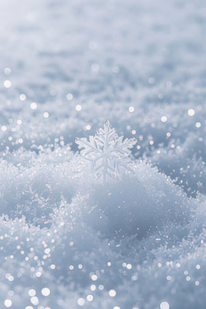 Snowflakes on winter background with bokeh.の素材